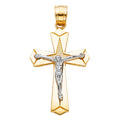 14K Two Tone Gold Crucifix Pendant