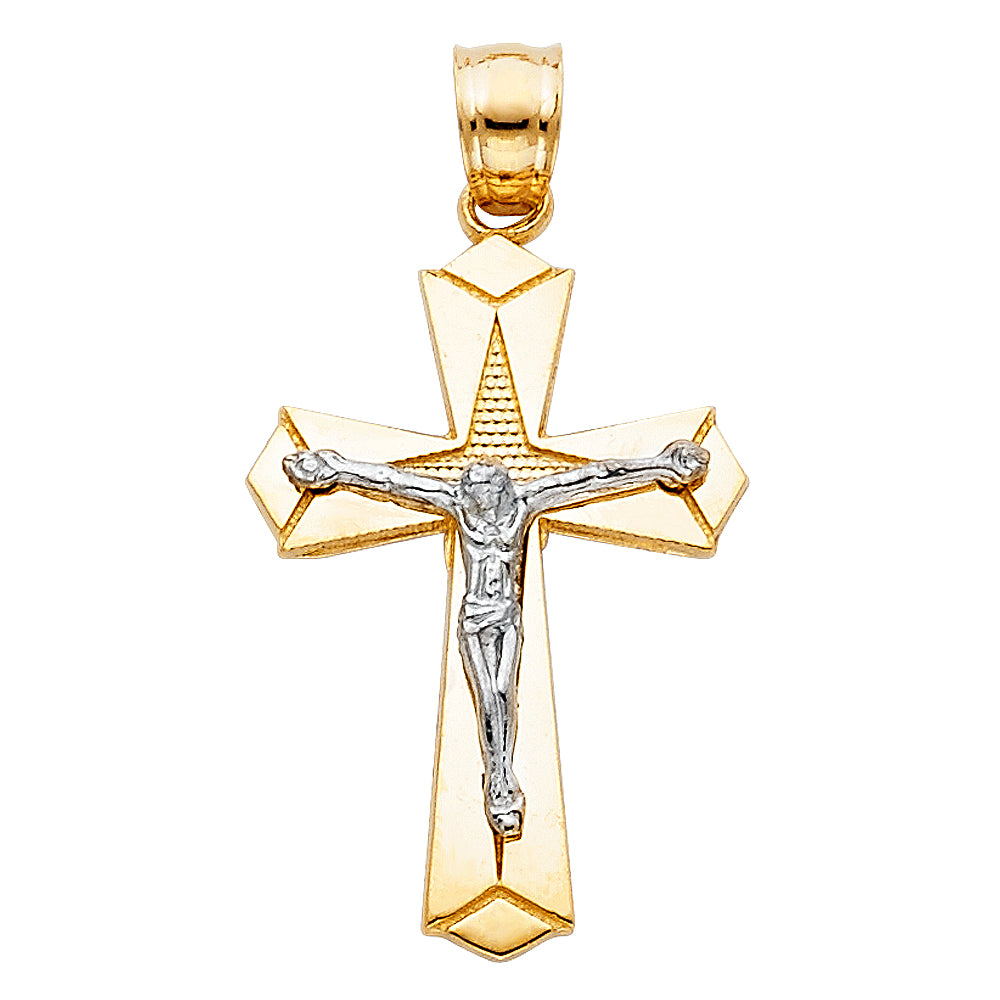 14K Two Tone Gold Crucifix Pendant
