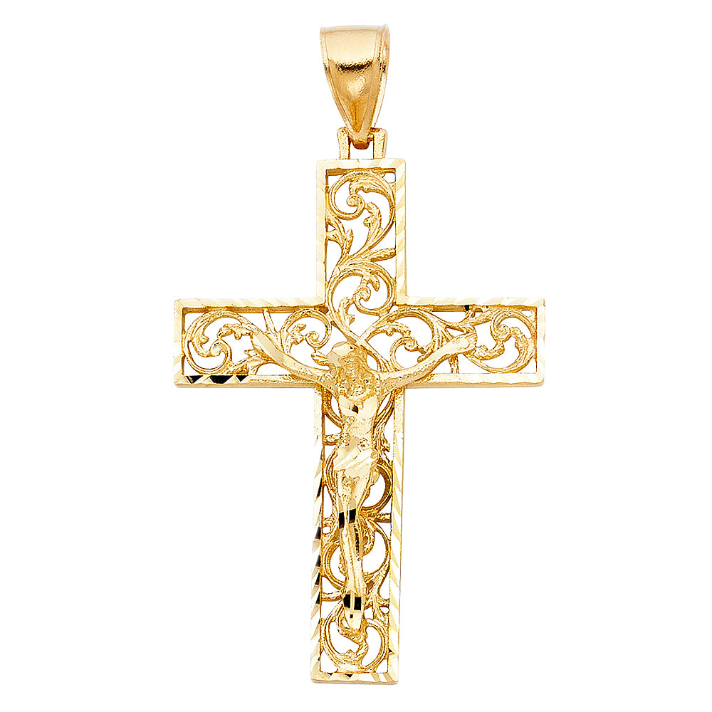 14K Yellow Gold Fancy Crucifix Pendant