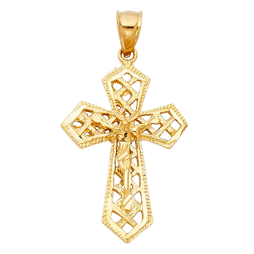 14K Yellow Gold Fancy Crucifix Pendant