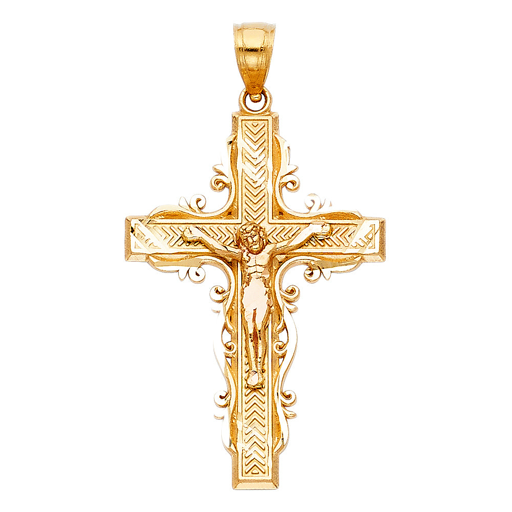 14K Yellow Gold Fancy Crucifix Pendant