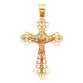 14K Two Tone Gold Fancy Crucifix Pendant
