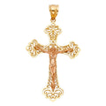 14K Two Tone Gold Fancy Crucifix Pendant