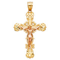 14K Two Tone Gold Fancy Crucifix Pendant