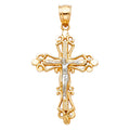 14K Two Tone Gold Fancy Crucifix Pendant