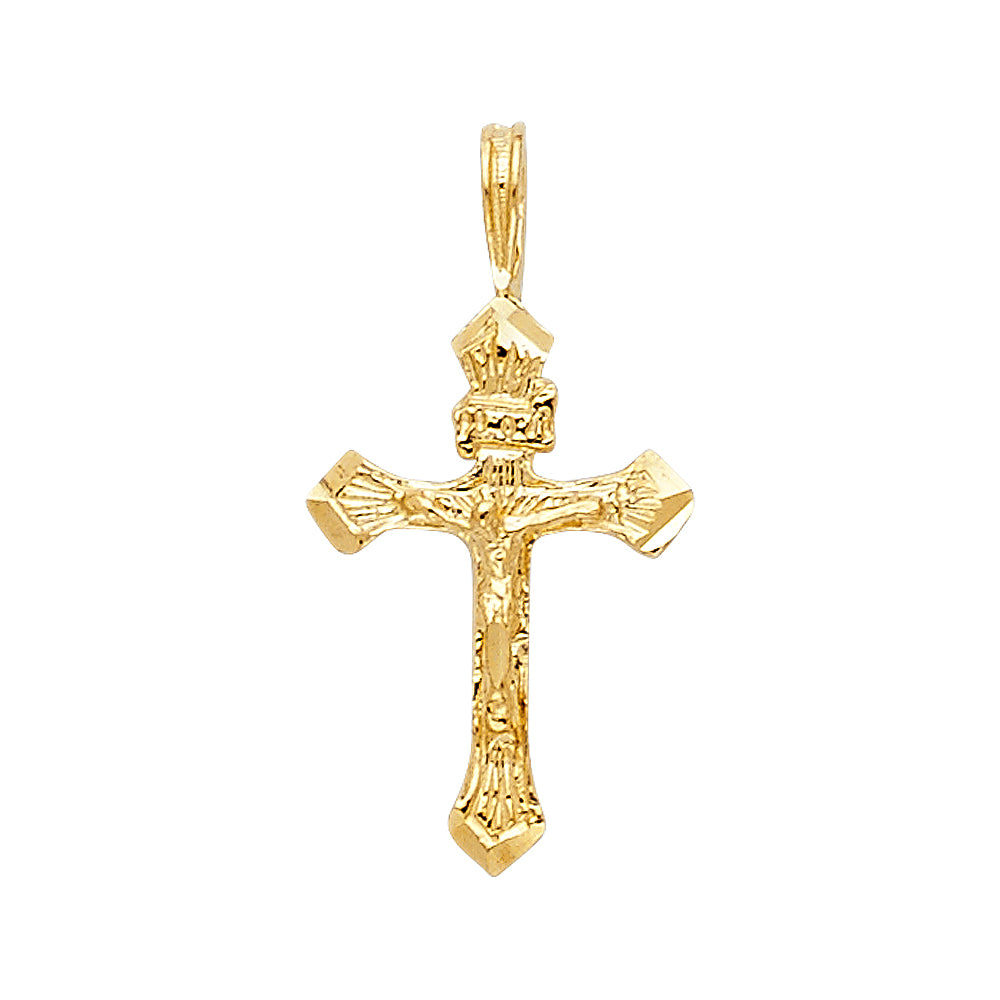 14K Yellow Gold Fancy Tiny Crucifix Pendant