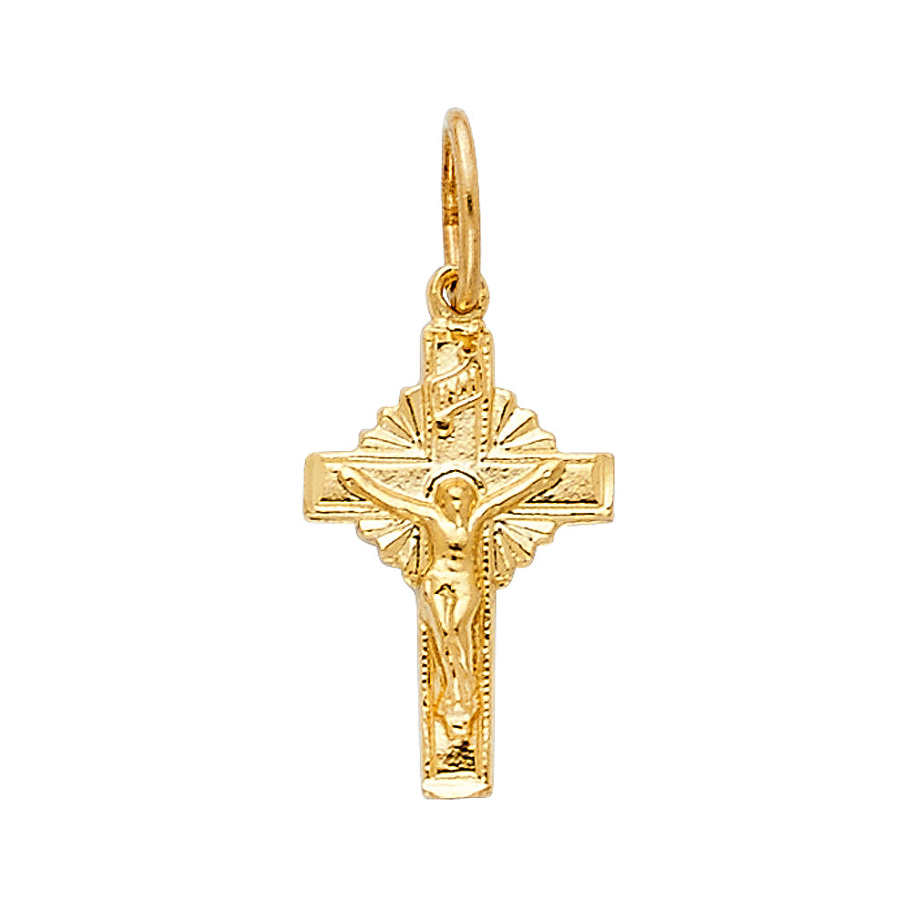 14K Yellow Gold Fancy Tiny Crucifix Pendant
