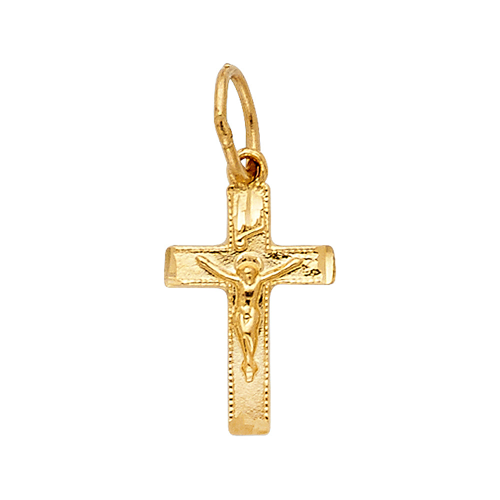 14K Yellow Gold Fancy Tiny Crucifix Pendant