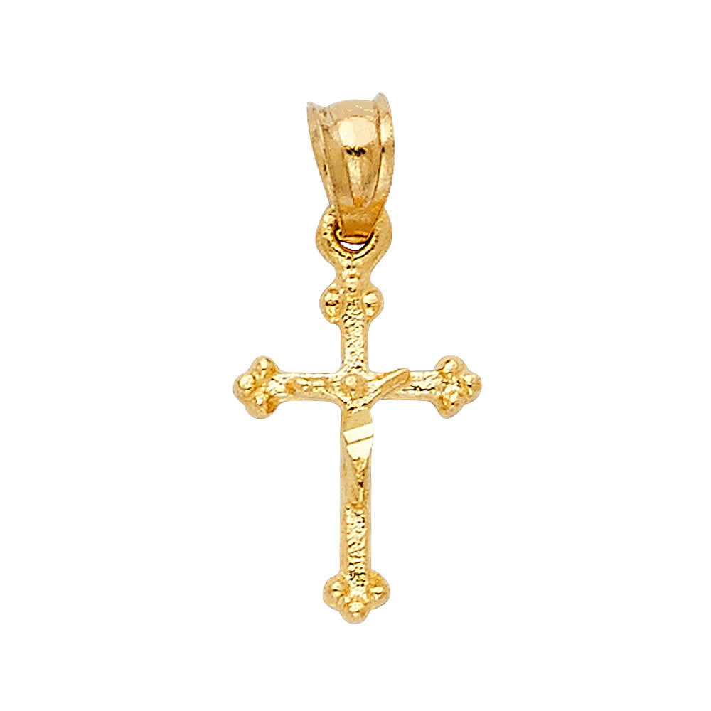 14K Yellow Gold Fancy Tiny Crucifix Pendant