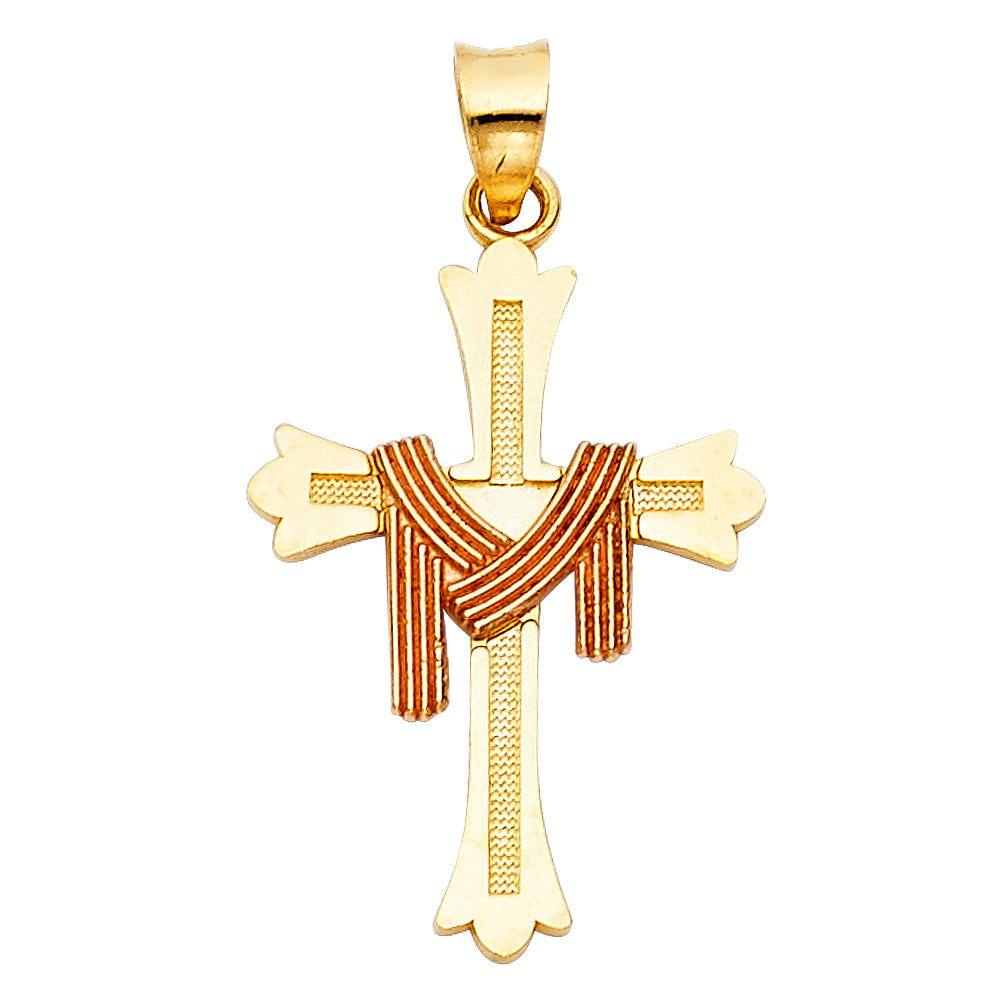 14K Two Tone Gold Cross Pendant