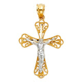 14K Two Tone Gold Crucifix Pendant