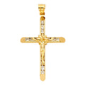 14K Yellow Gold CZ Crucifix Pendant