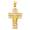 14K Yellow Gold CZ Crucifix Pendant