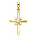 14K Yellow Gold CZ Cross Pendant