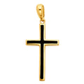 14K Yellow Gold Cross W/ Black Enamel Pendant