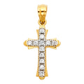 14K Two Tone Gold CZ Cross Pendant
