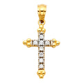 14K Two Tone Gold CZ Cross Pendant