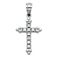 14K White Gold CZ Cross Pendant