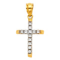 14K Two Tone Gold CZ Cross Pendant