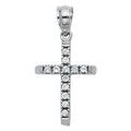 14K White Gold CZ Cross Pendant