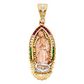 14K Yellow White Rose Gold CZ Our Lady Of Guadalupe Pendant