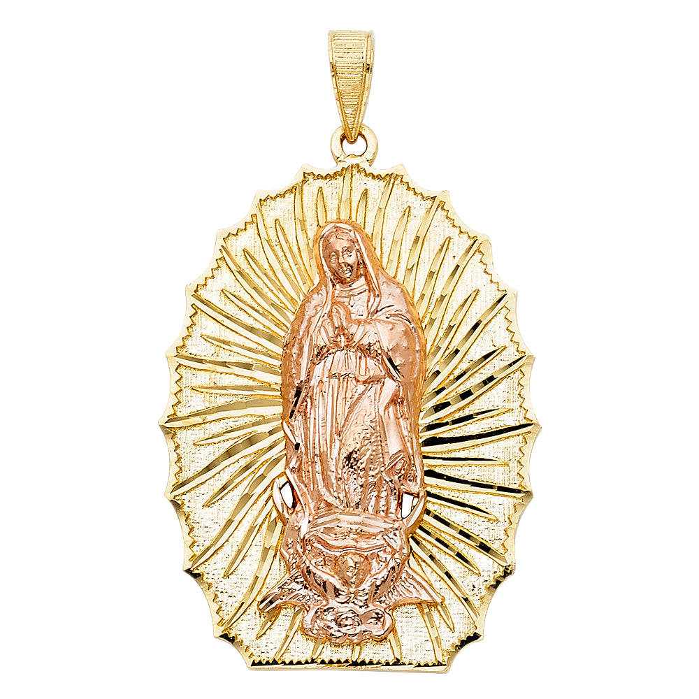 14K Two Tone Gold Our Lady Of Guadalupe Pendant