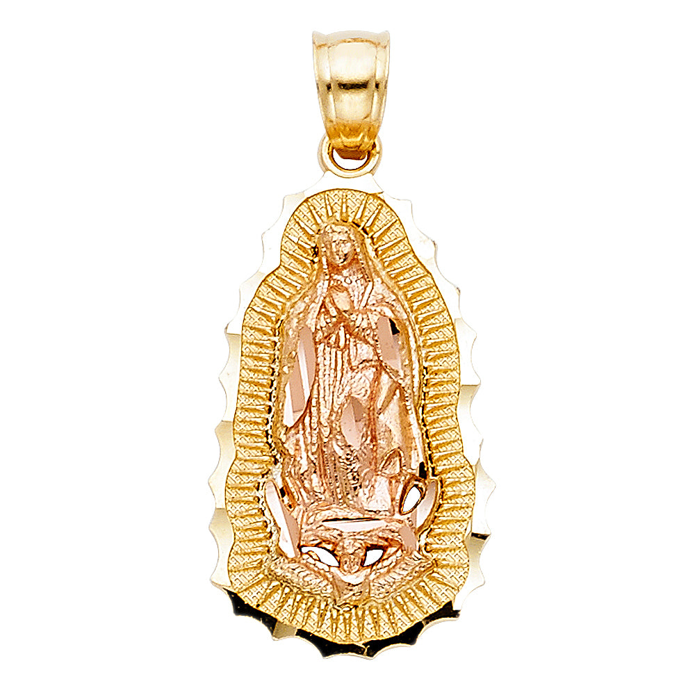 14K Two Tone Gold Our Lady Of Guadalupe Pendant