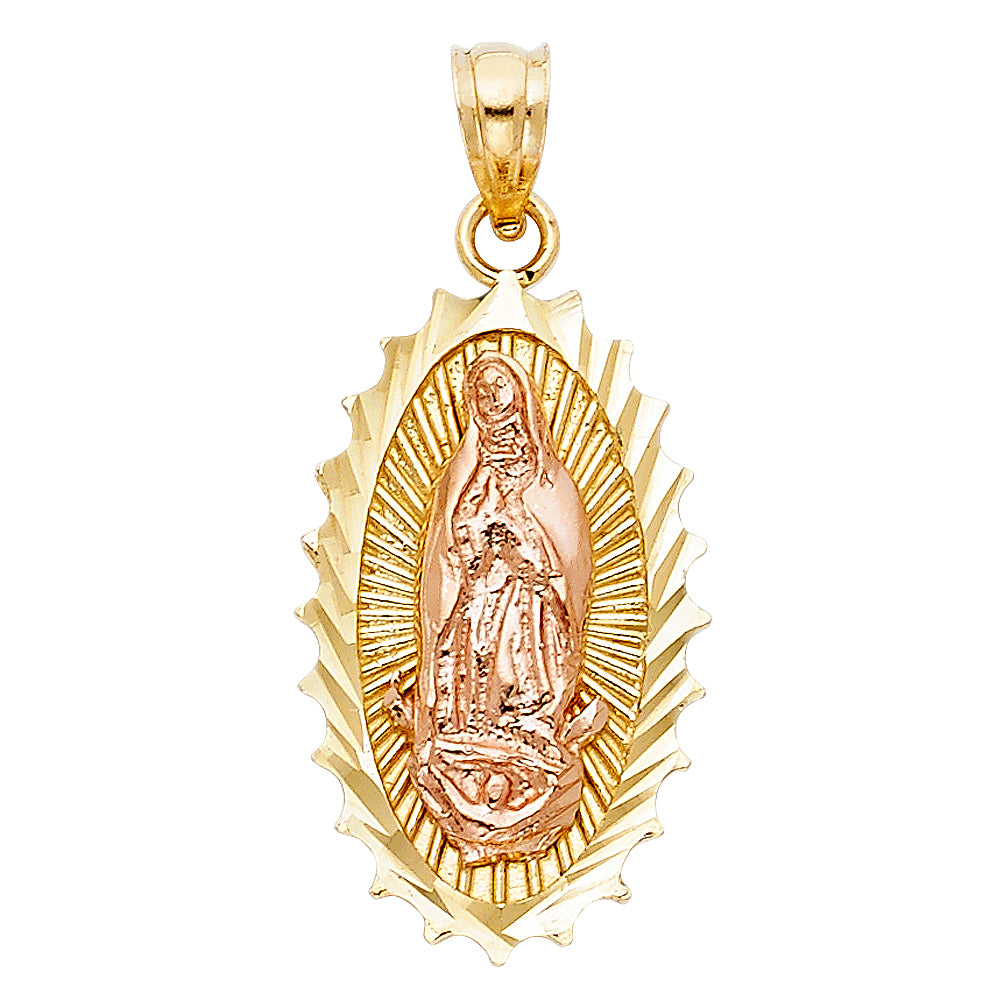 14K Two Tone Gold Our Lady Of Guadalupe Pendant