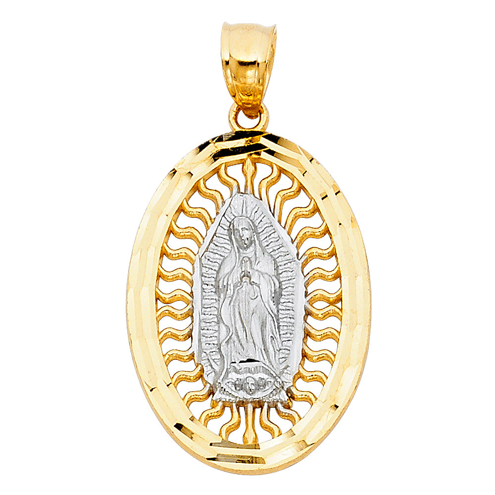 14K Two Tone Gold Our Lady Of Guadalupe Pendant