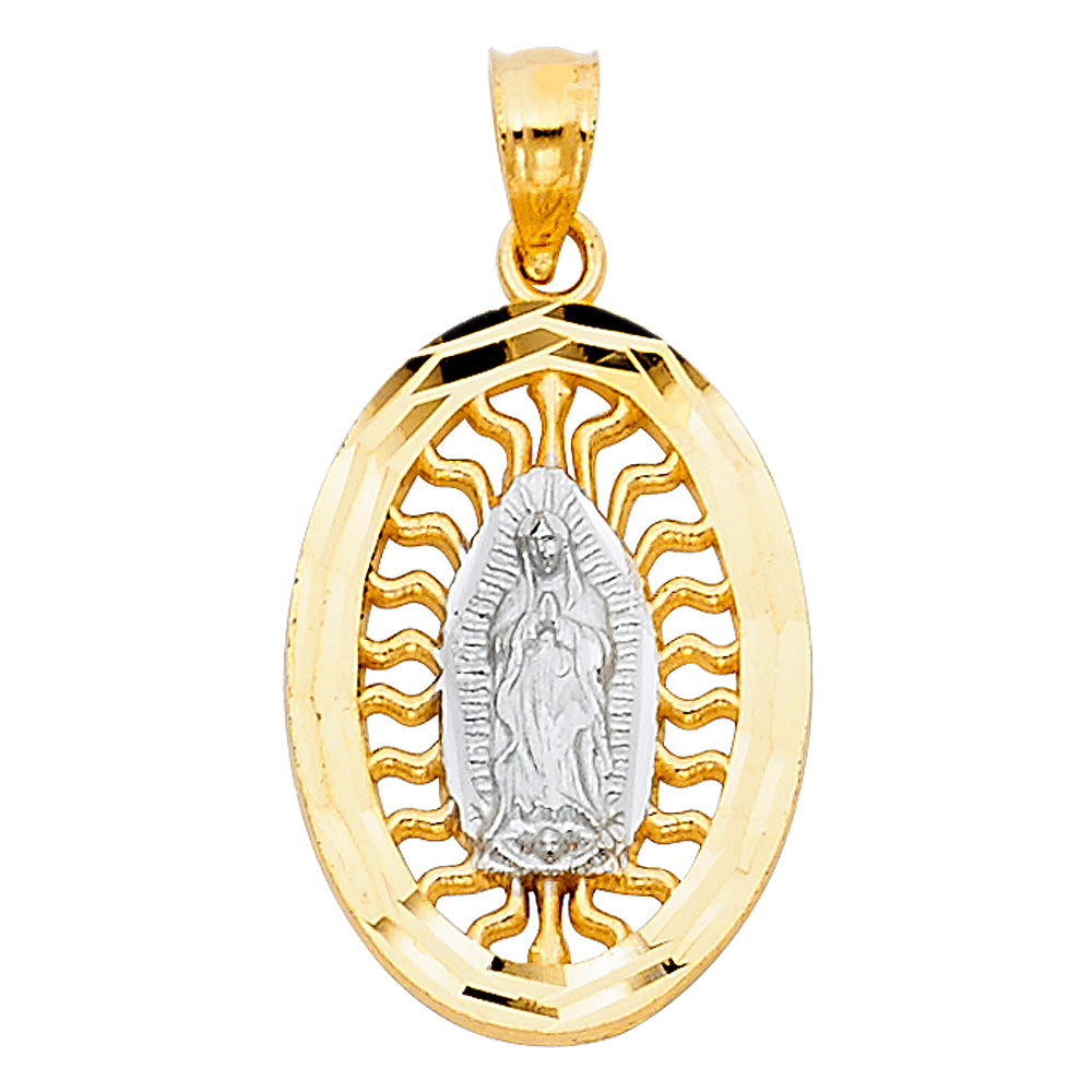 14K Two Tone Gold Our Lady Of Guadalupe Pendant