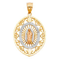 14K Yellow White Rose Gold Our Lady Of Guadalupe Pendant