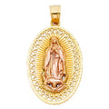 14K Two Tone Gold Our Lady Of Guadalupe Pendant