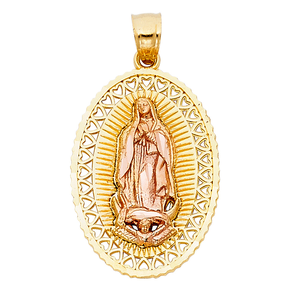 14K Two Tone Gold Our Lady Of Guadalupe Pendant