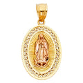 14K Two Tone Gold Our Lady Of Guadalupe Pendant