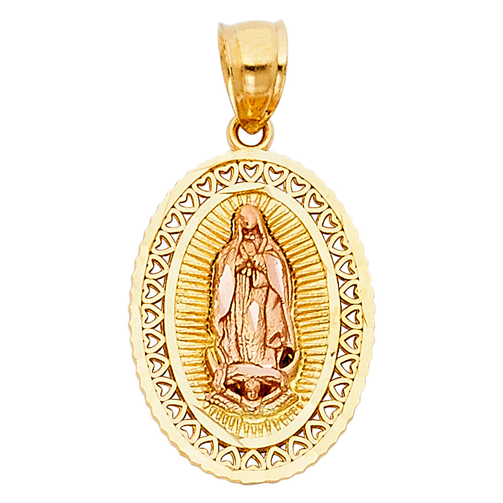 14K Two Tone Gold Our Lady Of Guadalupe Pendant
