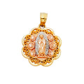 14K Yellow White Rose Gold Our Lady Of Guadalupe Pendant