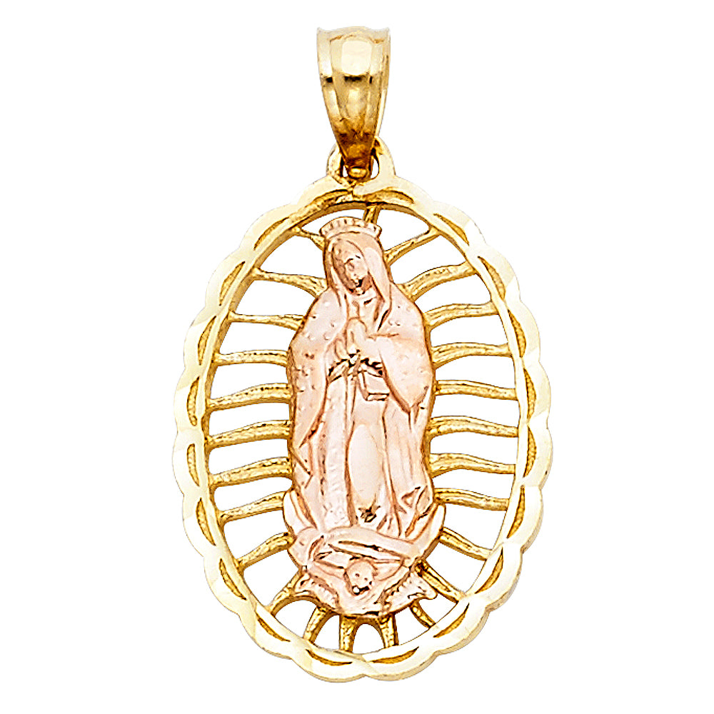 14K Two Tone Gold Our Lady Of Guadalupe Pendant