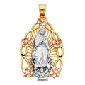 14K Yellow White Rose Gold Our Lady Of Guadalupe Pendant
