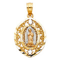 14K Yellow White Rose Gold Our Lady Of Guadalupe Pendant