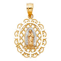 14K Yellow White Rose Gold Our Lady Of Guadalupe Pendant