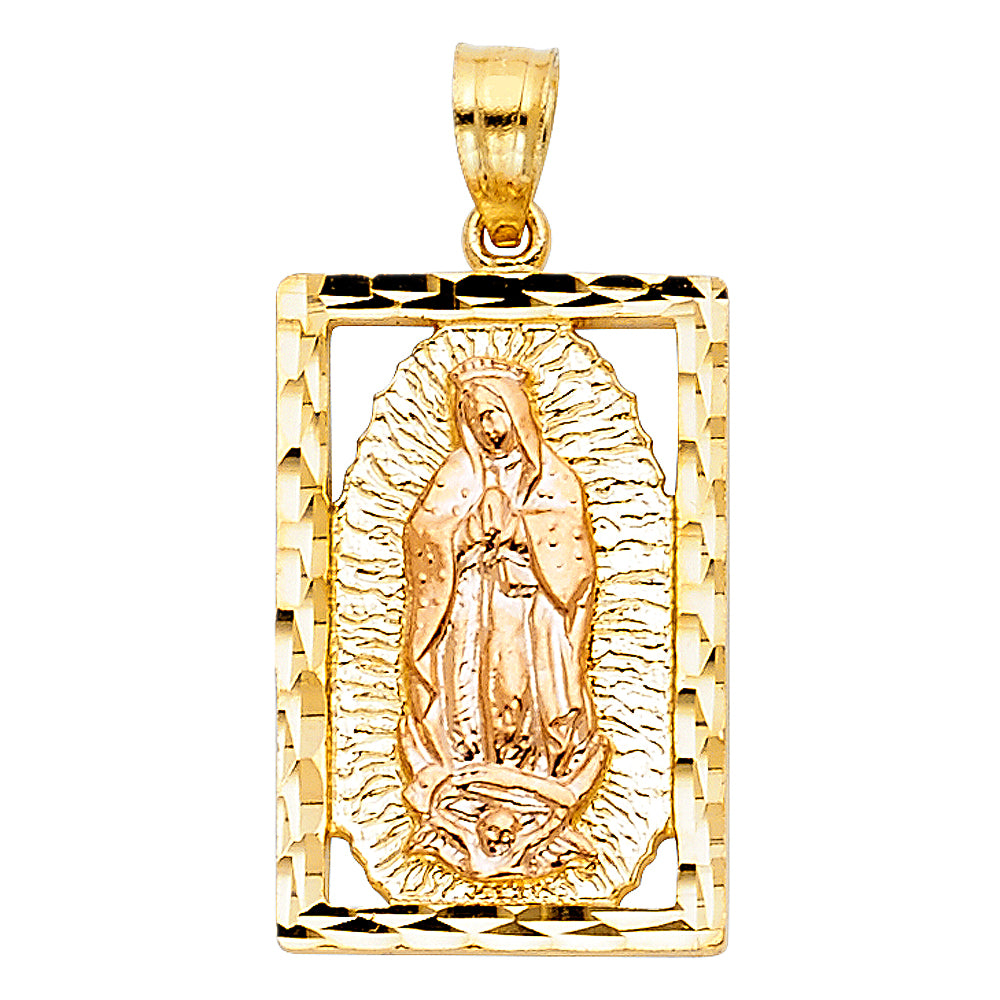 14K Two Tone Gold Our Lady Of Guadalupe Pendant