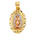 14K Yellow White Rose Gold Our Lady Of Guadalupe Pendant