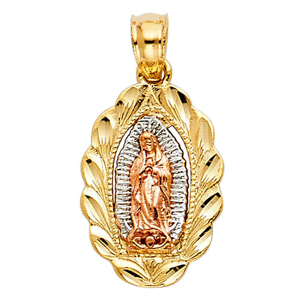 14K Yellow White Rose Gold Our Lady Of Guadalupe Pendant