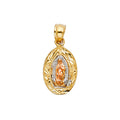 14K Yellow White Rose Gold Our Lady Of Guadalupe Pendant