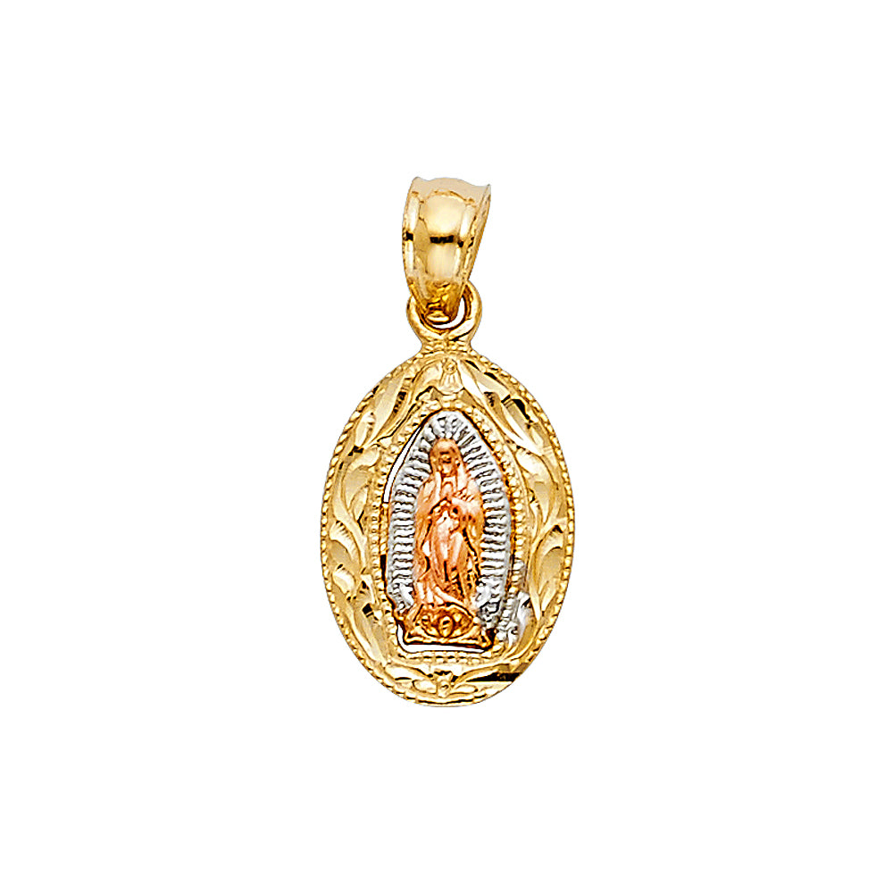 14K Yellow White Rose Gold Our Lady Of Guadalupe Pendant