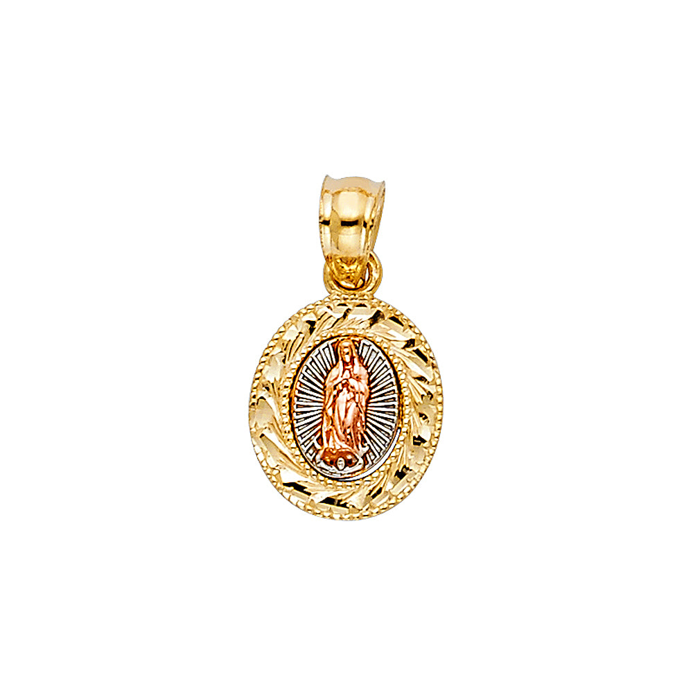 14K Yellow White Rose Gold Our Lady Of Guadalupe Pendant