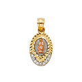14K Yellow White Rose Gold CZ Our Lady Of Guadalupe Pendant