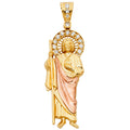 14K Two Tone Gold CZ St.Jude Thaddeus Pendant