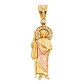 14K Two Tone Gold CZ St.Jude Thaddeus Pendant