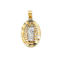 14K Two Tone Gold CZ St.Jude Thaddeus Pendant
